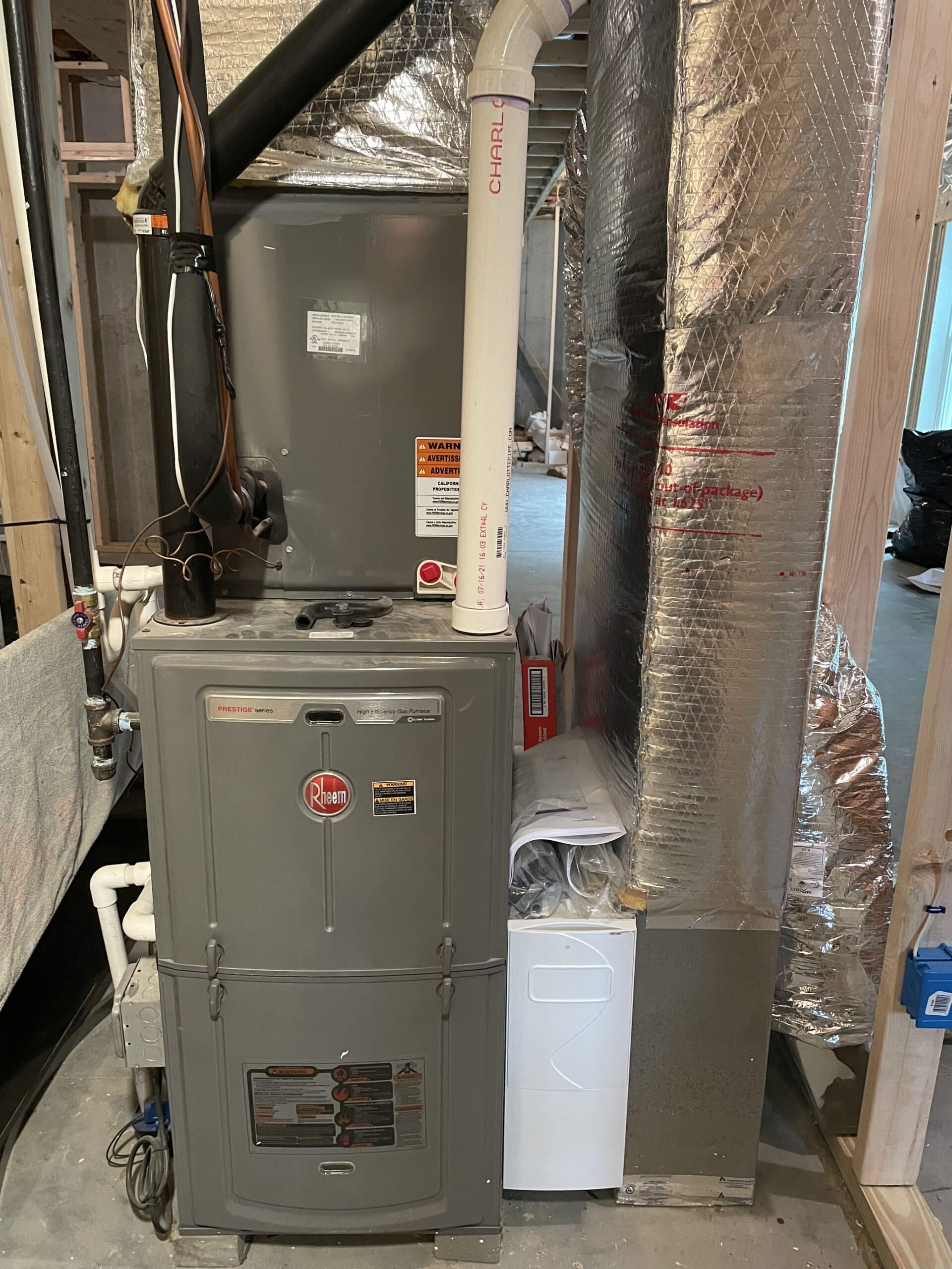 Hot water heater and furnace in basement