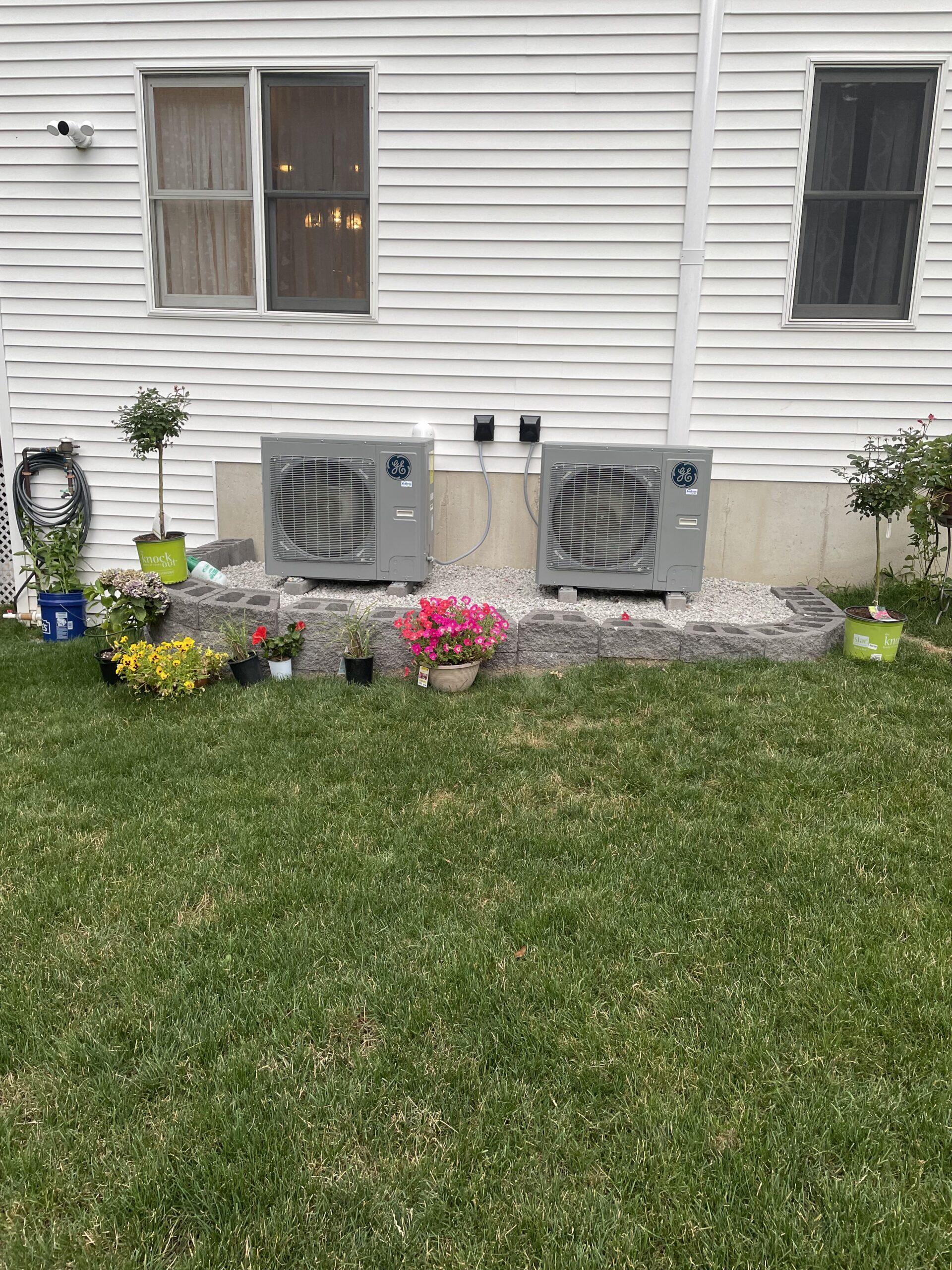 Heatpump air-condition units installed in the backyard